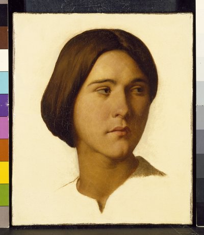 Testa di una giovane donna che guarda a sinistra, 19° secolo da Hippolyte Flandrin