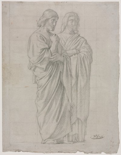 Due figure in piedi (Studio per la sezione sinistra de La missione degli apostoli) da Hippolyte Jean Flandrin