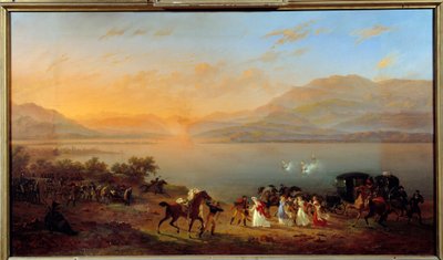 Attacco alla carrozza di Josephine de Beauharnais, Madame Bonaparte, sulle rive del Lago di Garda, da parte di barche austriache, 30 luglio da Hippolyte Lecomte