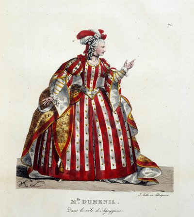 Attrice francese Marie Françoise Marchand detta Mademoiselle Dumesnil (1713-1803) nel ruolo di Agrippina nella commedia 