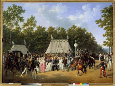 Re Luigi XVIII riceve Maria Carolina Fernanda Luisa di Napoli, futura duchessa di Berry, nella foresta di Fontainebleau da Hippolyte Lecomte
