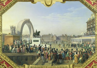 Ristabilimento della Statua di Enrico IV (1553-1610) sul Pont Neuf, 25 agosto 1818 da Hippolyte Lecomte