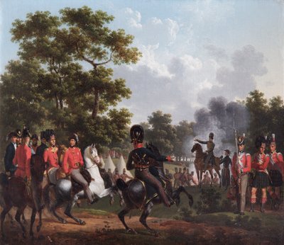 Il duca di Wellington visita gli avamposti a Soignies da Hippolyte Lecomte