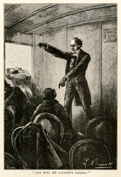 E tu, mio fedele amico, da Il giro del mondo in ottanta giorni di Jules Verne (1828-1905) inciso da Louis, 1873 da Hippolyte Leon after Benett