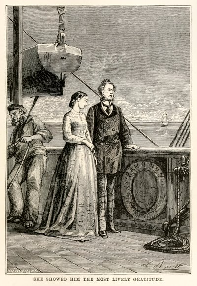 Gli mostrò la più viva gratitudine, da Il giro del mondo in ottanta giorni di Jules Verne (1828-1905) inciso da Henri-Théophile Hildebrand (1824-97), 1873 da Hippolyte Leon after Benett