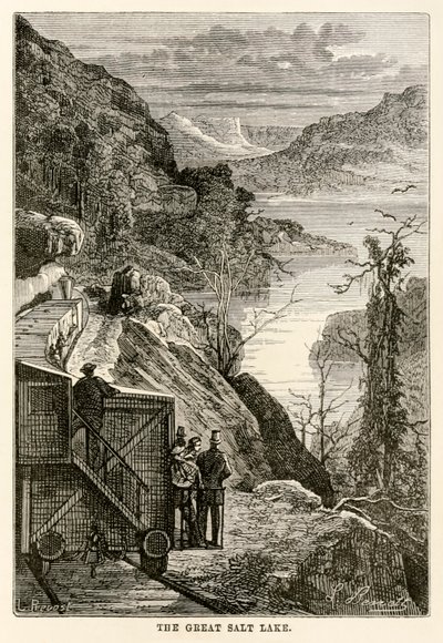 Il Grande Lago Salato, da Il giro del mondo in ottanta giorni di Jules Verne (1828-1905) inciso da Prévost, 1873 da Hippolyte Leon after Benett