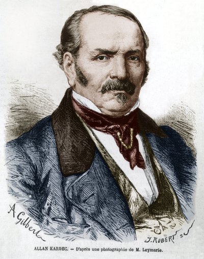 Allan Kardec (1804-1869) vero nome Hippolyte Leon Denisart-Rivail, inventore dello spiritismo in Francia, incisione da una foto di Leymarie da Hippolyte Leymarie