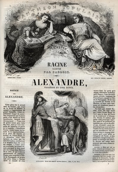 Alessandro Magno tragedia in cinque atti - incisione in "Opere di Jean Racine" illustrata da Pauquet e nota di Emile de La Bedolliere - 1851 da Hippolyte Louis Pauquet