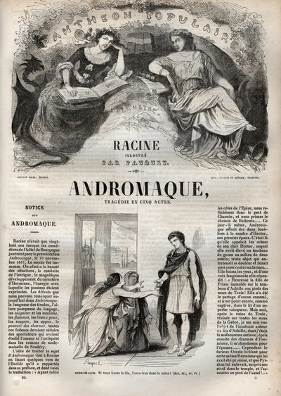 Andromaca tragedia in cinque atti - incisione in "Opere di Jean Racine" illustrata da Pauquet e nota di Emile de La Bedolliere - 1851 da Hippolyte Louis Pauquet