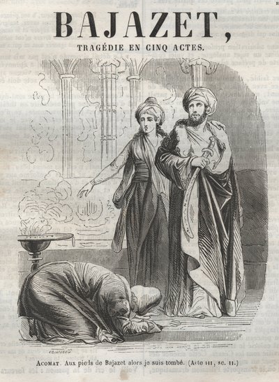 Bajazet tragedia in cinque atti di Jean Racine - incisione in "Oeuvres de Jean Racine" illustrata da Pauquet e nota di Emile de La Bedolliere - 1851 da Hippolyte Louis Pauquet