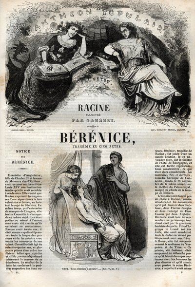 Berenice tragedia in cinque atti - incisione in "Opere di Jean Racine" illustrata da Pauquet e nota di Emile de La Bedolliere - 1851 da Hippolyte Louis Pauquet
