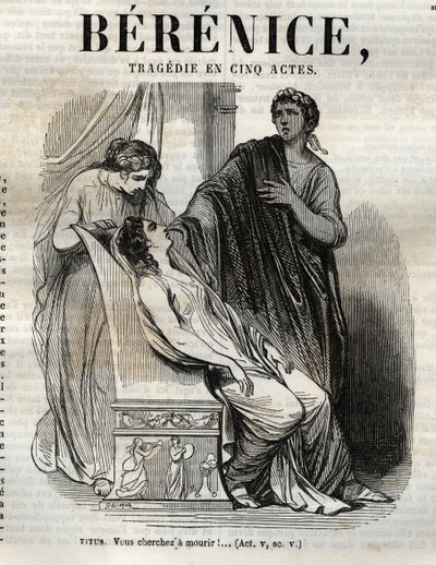 Berenice tragedia in cinque atti - incisione in "Opere di Jean Racine" illustrata da Pauquet e nota di Emile de La Bedolliere - 1851 da Hippolyte Louis Pauquet