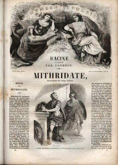 Mithridate tragedia in cinque atti di Jean Racine - incisione in "Oeuvres de Jean Racine" illustrato da Pauquet e con nota di Emile de La Bedolliere - 1851 da Hippolyte Louis Pauquet