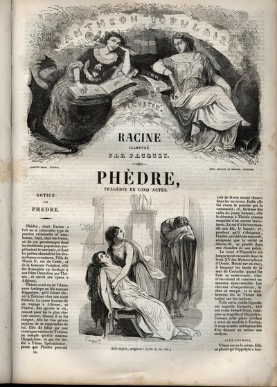 Fedra, di Jean Racine (1639-1699) - incisione in "Opere di Jean Racine" illustrata da Pauquet e nota di Emile de La Bédollière - 1851 da Hippolyte Louis Pauquet