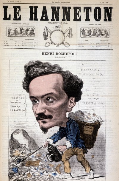Caricatura di Henri Rochefort (1831-1913), giornalista, scrittore e politico francese. In Le Hanneton, 4 giugno da Hippolyte Mailly