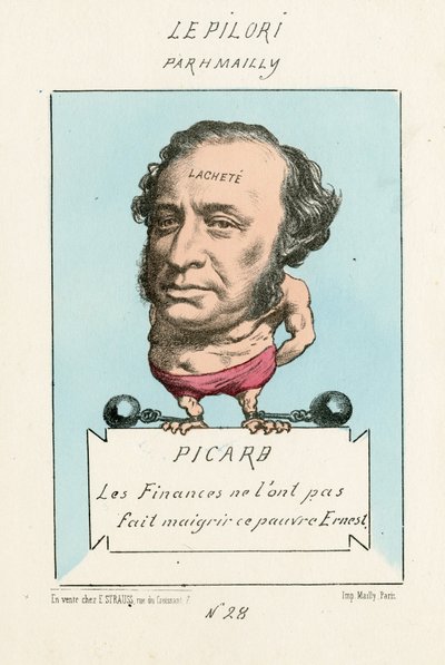 Le finanze non lo hanno fatto dimagrire questo povero Ernest, Le Pilori, numero 28, circa 1870 (litografia) da Hippolyte Mailly