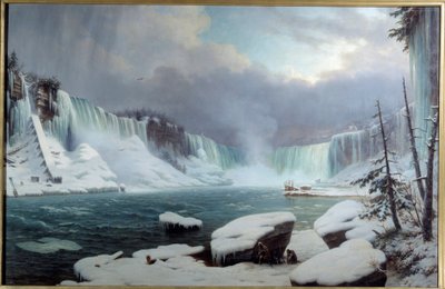 La grande cataratta del Niagara, effetto invernale. Vista delle cascate del Niagara da Hippolyte Victor Valentin Sebron