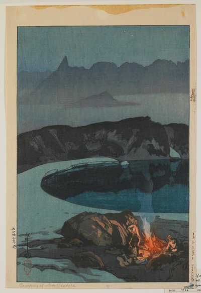 Campeggio a Washiha, dalla serie, Dodici scene nelle Alpi giapponesi, era Taisho da Hiroshi Yoshida
