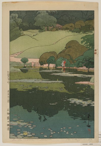 Ninfee nel Giardino Botanico, dalla serie Dodici Scene di Tokyo, era Taisho da Hiroshi Yoshida