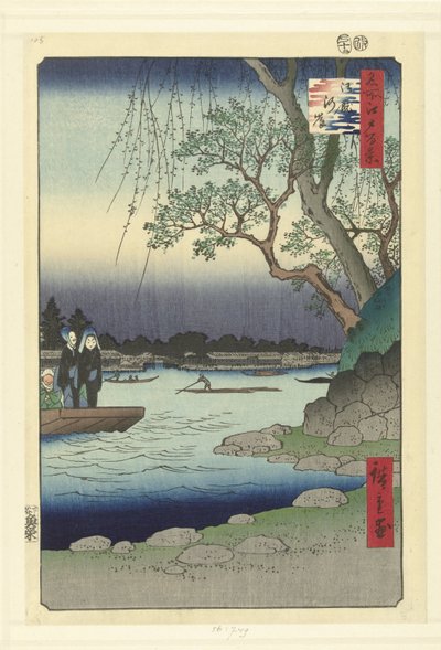 La riva di Onmaya (Onmayagashi) da Hiroshige (I) , Utagawa