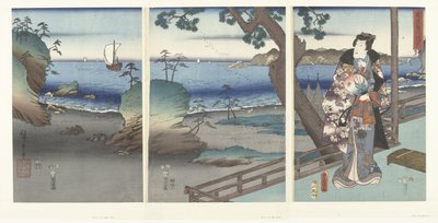 Il principe elegante Genji a Suma (Furyu Genji Suma) da Hiroshige (I) , Utagawa