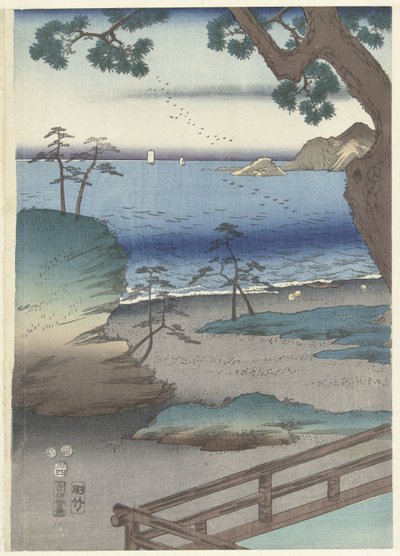 Il principe elegante Genji a Suma da Hiroshige (I) , Utagawa