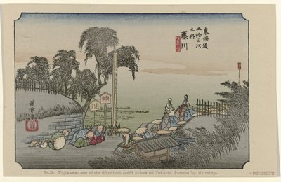 Fujikawa (No. 38. Fujikawa: uno dei cinquantatré luoghi noti del Tokaido, dipinto da Hiroshige) da Hiroshige (I) , Utagawa