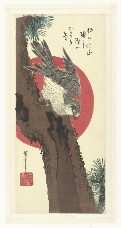 Falco su un pino da Hiroshige (I) , Utagawa