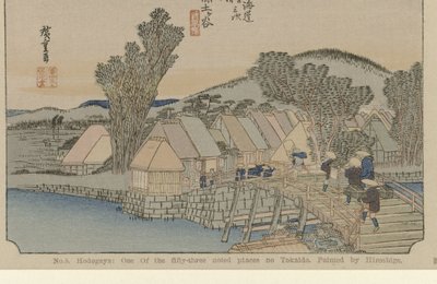 Hodogaya No. 5. Hodogaya: uno dei cinquantatré luoghi noti sul Tokaido. Dipinto da Hiroshige. (titolo sull