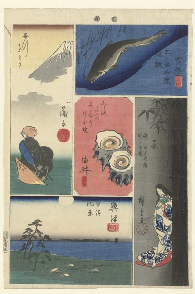Numero quattro del Tokaido (Ritagli del Tokaido) da Hiroshige (I) , Utagawa