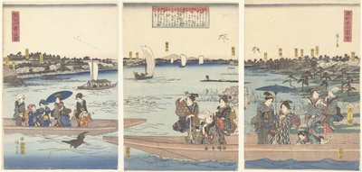 Traghetti sul fiume Sumida (Volti famosi della capitale orientale) da Hiroshige (I) , Utagawa