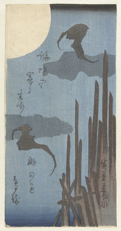 Pipistrelli e luna da Hiroshige (I) , Utagawa