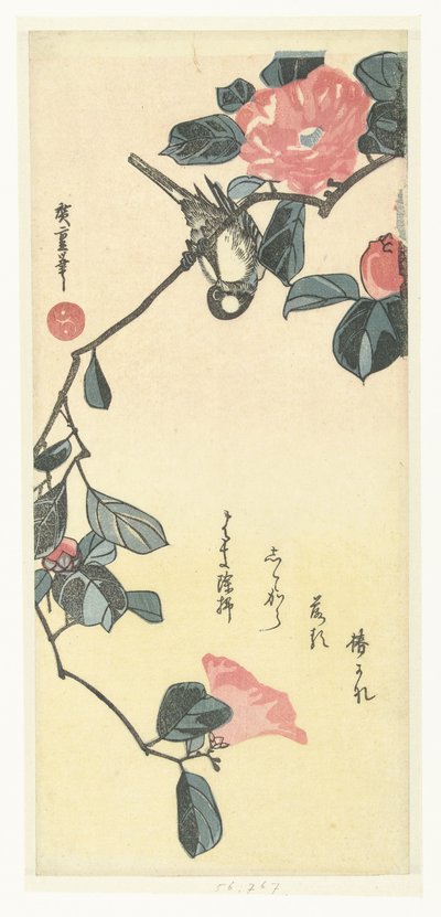 Uccello e camelia da Hiroshige (I) , Utagawa