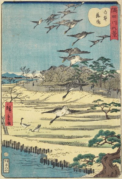 Oche domestiche a Shirahige, novembre 1861 da Hiroshige II