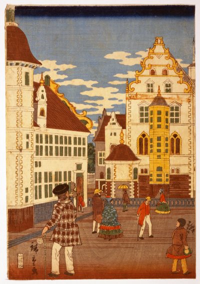 Veduta della vita americana, da Illustrated London News, pub. 1860 da Hiroshige Utagawa