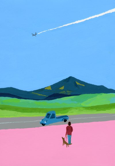 Aereo, camioncino, cane e prato da Hiroyuki Izutsu