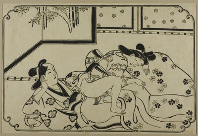 Un foglio di un album shunga da Hishikawa Moronobu