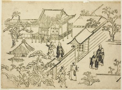 Honbo, dalla serie "Scene di osservazione dei fiori a Ueno (Ueno hanami no tei)" da Hishikawa Moronobu