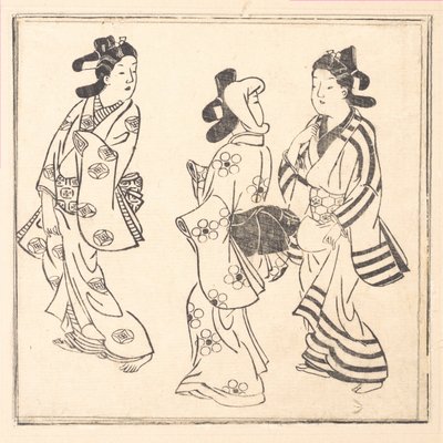 Foglio da un libro intitolato: Wakoku Hiaku-jo: Cento donne giapponesi da Hishikawa Moronobu