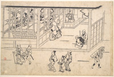 Scena di strada nello Yoshiwara da Hishikawa Moronobu
