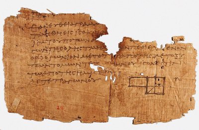 Papyrus Oxyrhynchus 29, con un frammento degli Elementi di Euclide, tra il 75 e il 125 d.C. da Historic Object.