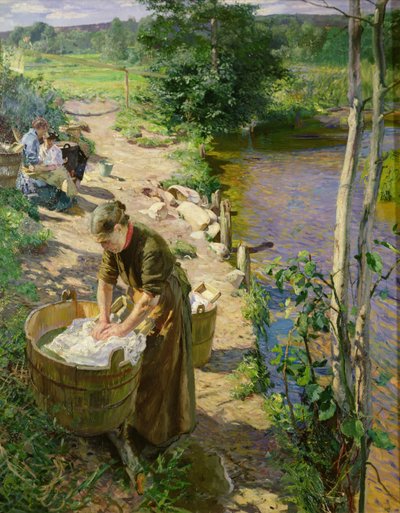 Lavaggio al fiume, Sandvika da Hjalmer Eilif Emanuel Peterssen
