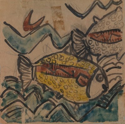 Design di pesce per un piatto di ceramica, ca. 1930-1939 da Holcha Krake