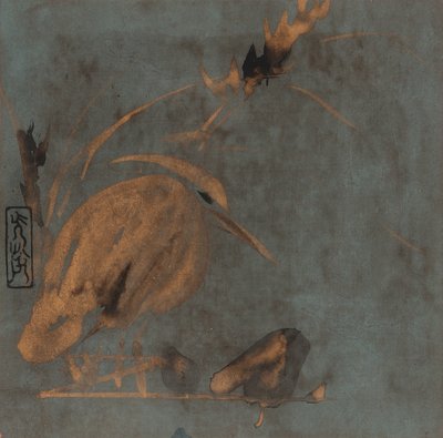 Airone e canne, periodo Edo, inizio XVII secolo da Hon