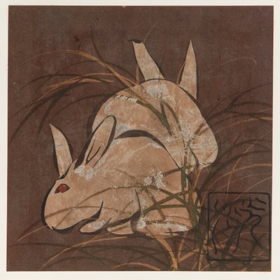 Conigli e erbe, periodo Edo da Hon