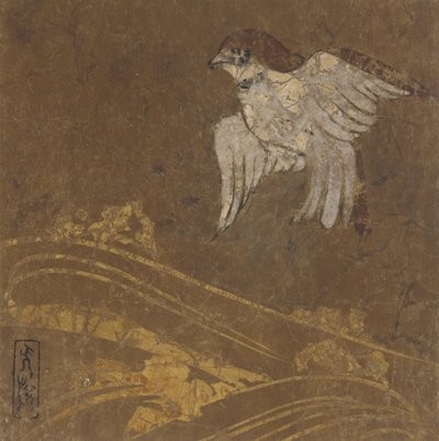 Onde e uccello, periodo Edo, fine XVI-inizio XVII secolo da Hon