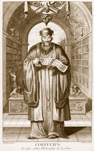 Kong-Fu-Tse, o Confucio, il Filosofo più Celebre della Cina, inciso da Henry Fletcher (fl.1729) da Honbleau