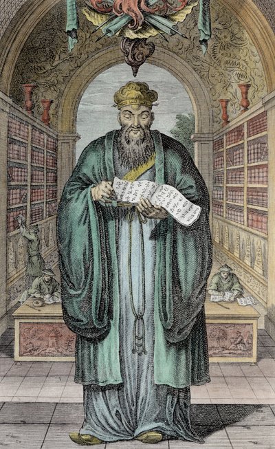 Kong-Fu-Tse, o Confucio, il più celebre filosofo della Cina, inciso da Henry Fletcher (fl.1729) da Honbleau