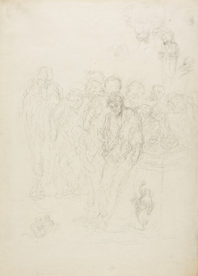 Un gruppo di uomini e altri schizzi, 1857 da Honoré Daumier