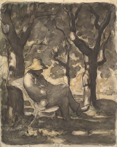 Un Uomo che Legge in un Giardino da Honoré Daumier